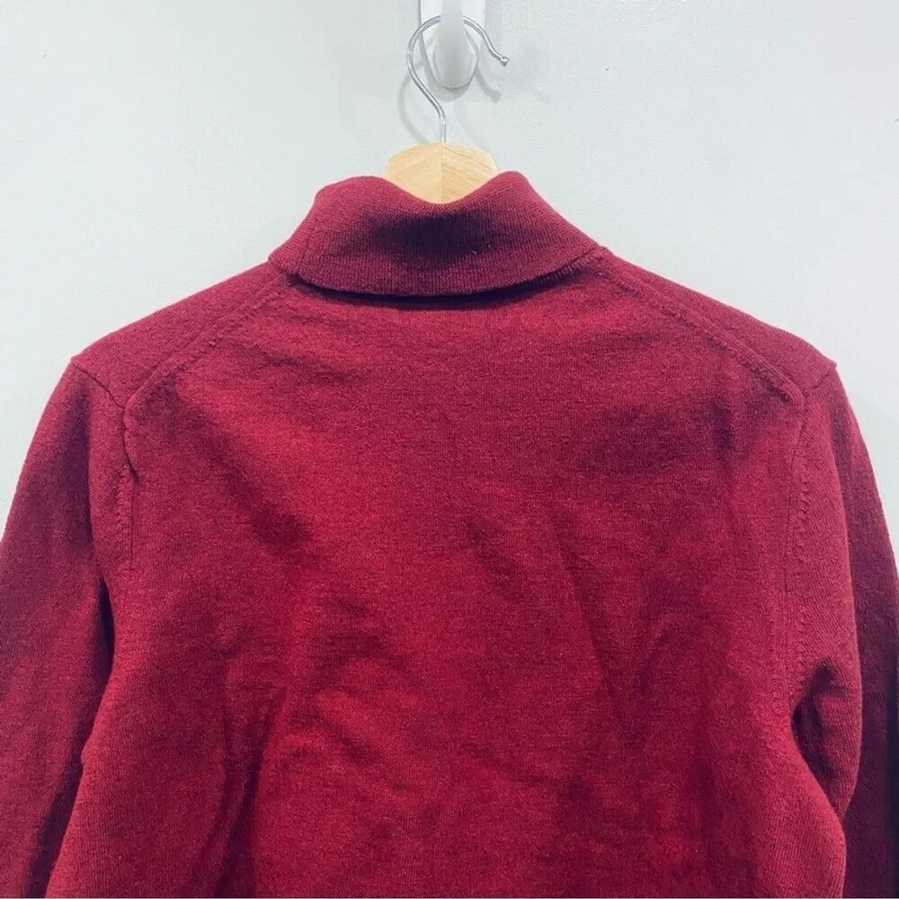 BANANA REPUBLIC Baruffa Mens S/M Red Moda Merino Wool Soft Turtleneck Sweater*